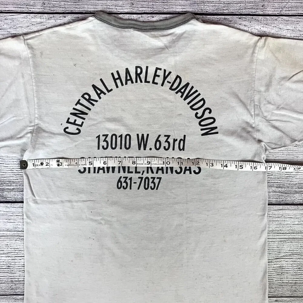 Vintage 1980s Harley Davidson Motorcycles Champion Ringer T-shirt - Picture 6 of 9